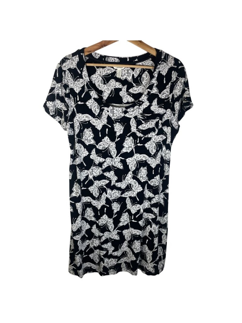 Soma Intimates Lace Butterfly Nightgown Sleepwear Women M Black Soft Stretchy